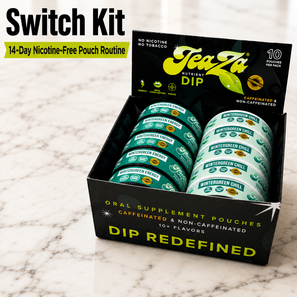 TeaZa Switch Kit – 14-Day Nicotine-Free Pouch Routine