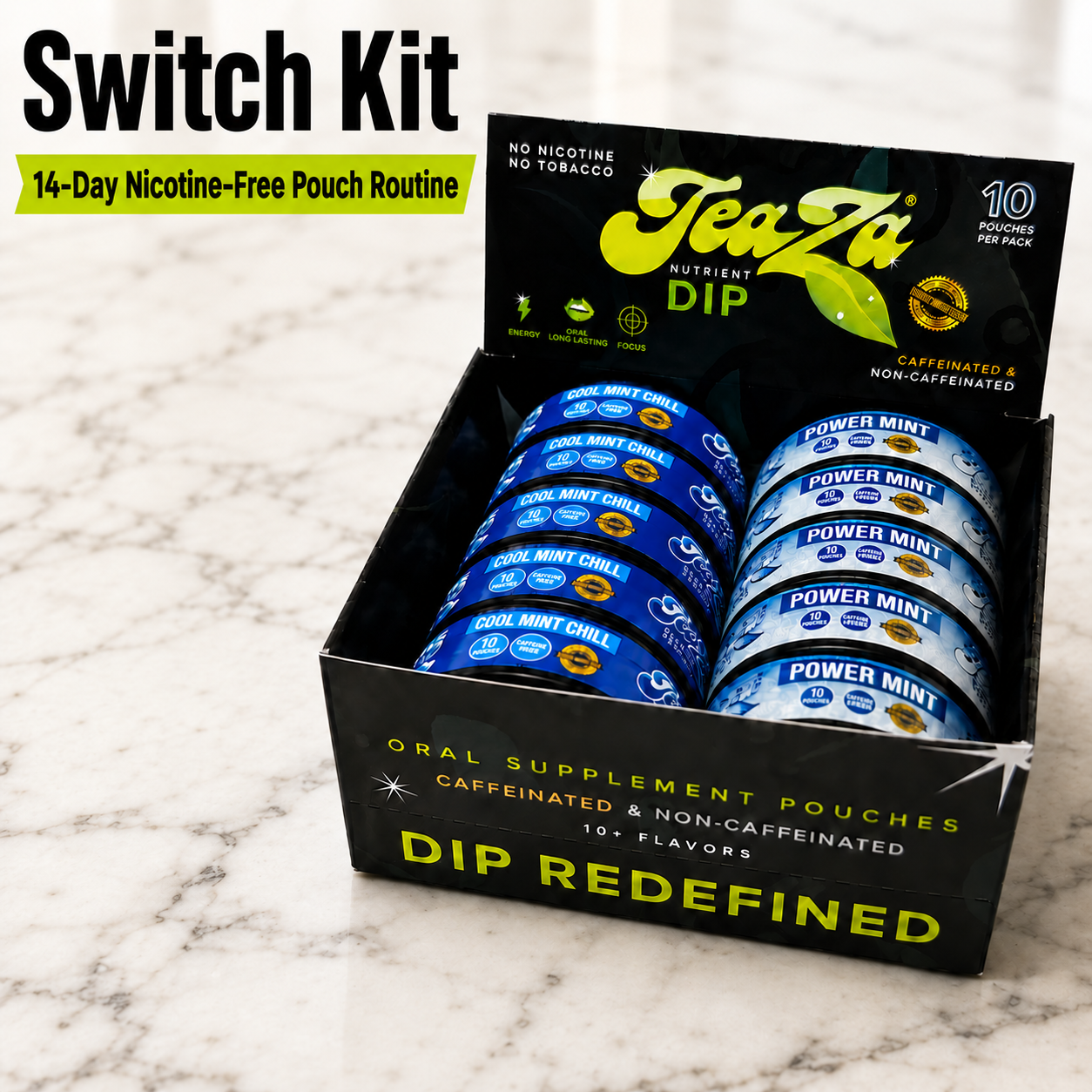 TeaZa Switch Kit – 14-Day Nicotine-Free Pouch Routine