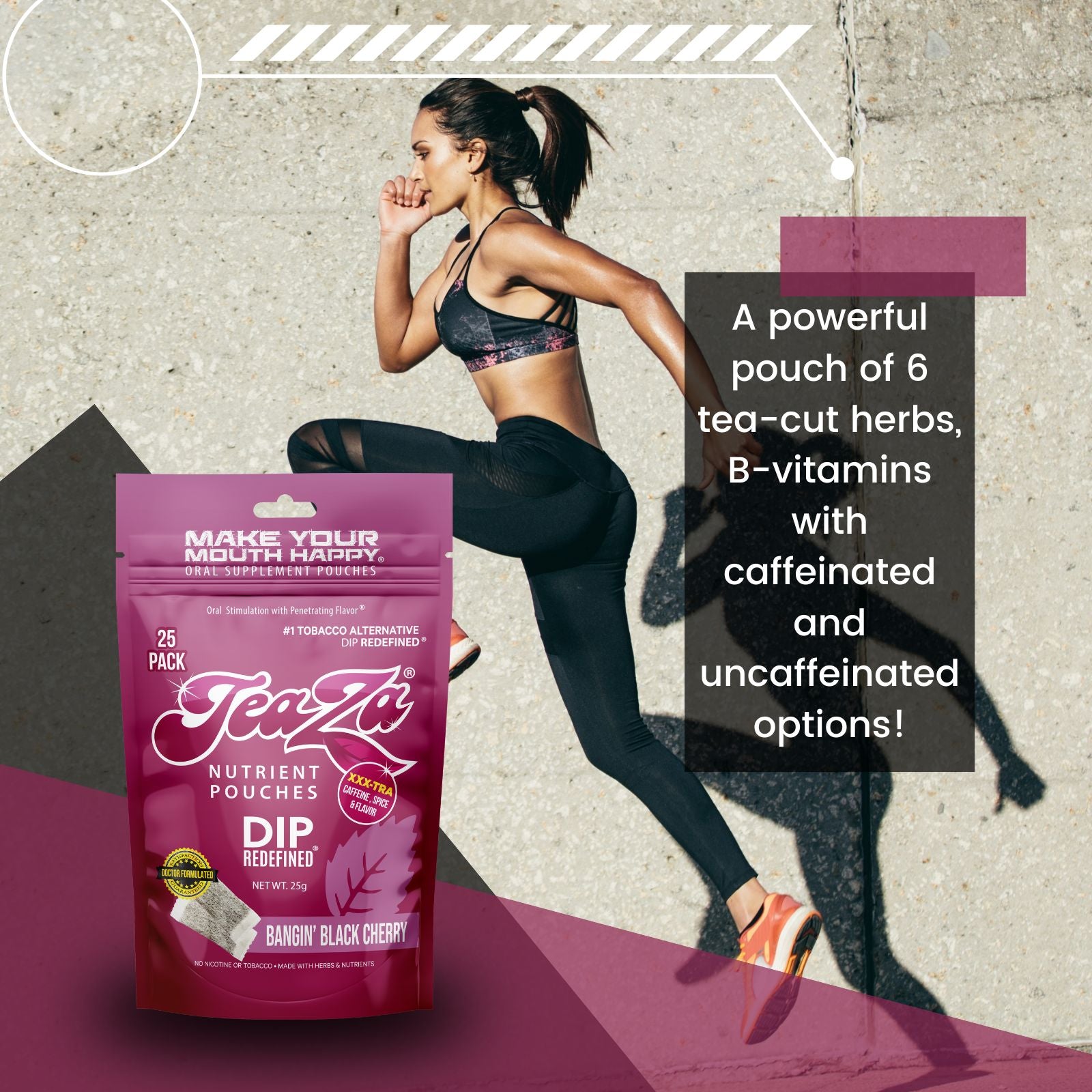 TeaZa Bangin' Black Cherry Energy – Nicotine-Free Herbal Pouches