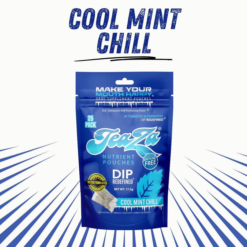 TeaZa® Cool Mint Chill – Nicotine-Free Herbal Pouches, 25 Count