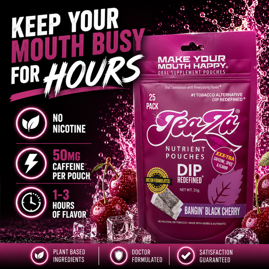 TeaZa Bangin' Black Cherry Energy – Nicotine-Free Herbal Pouches