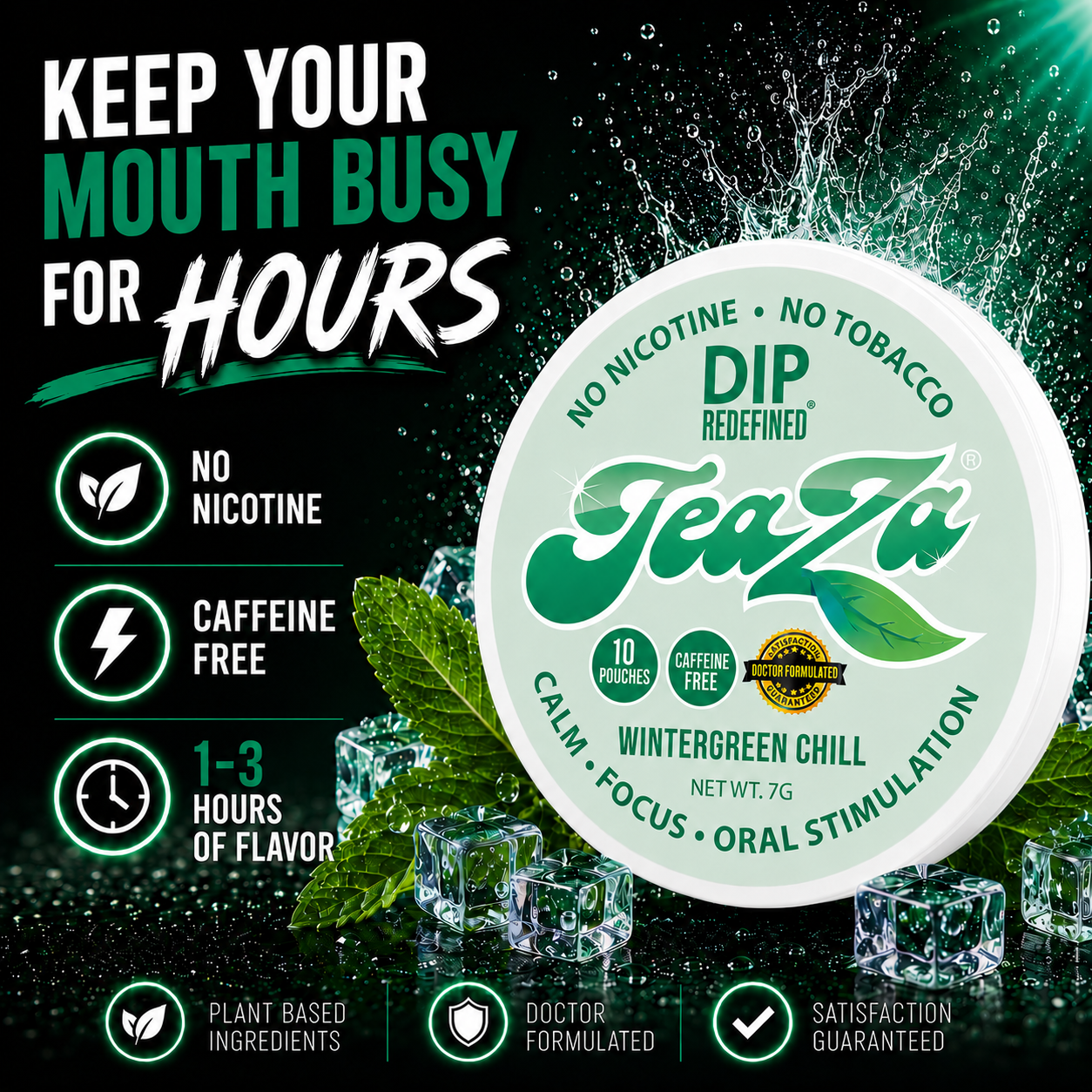 TeaZa® Wintergreen Chill – Nicotine-Free Herbal Pouches - Teaza Energy