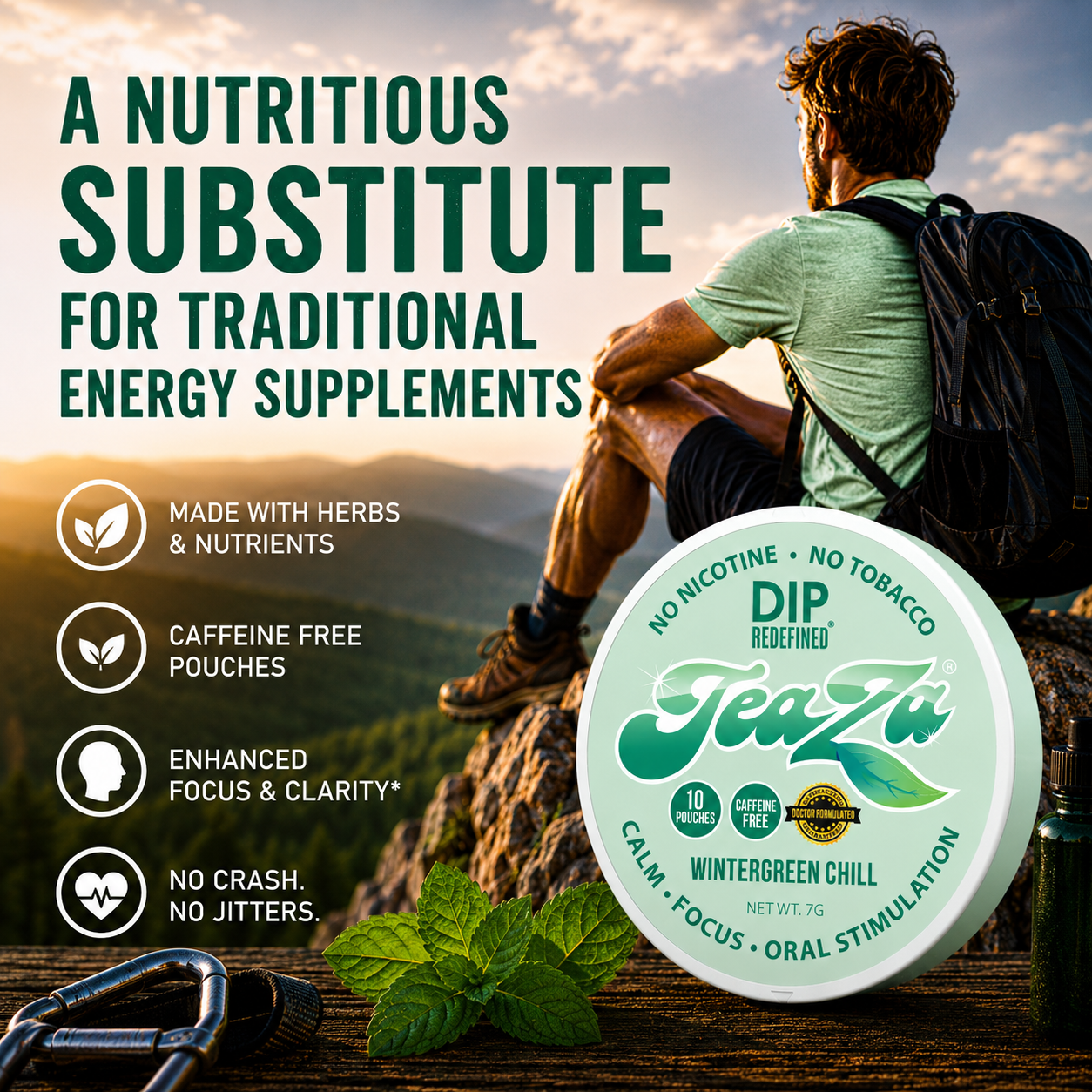 TeaZa® Wintergreen Chill – Nicotine-Free Herbal Pouches - Teaza Energy