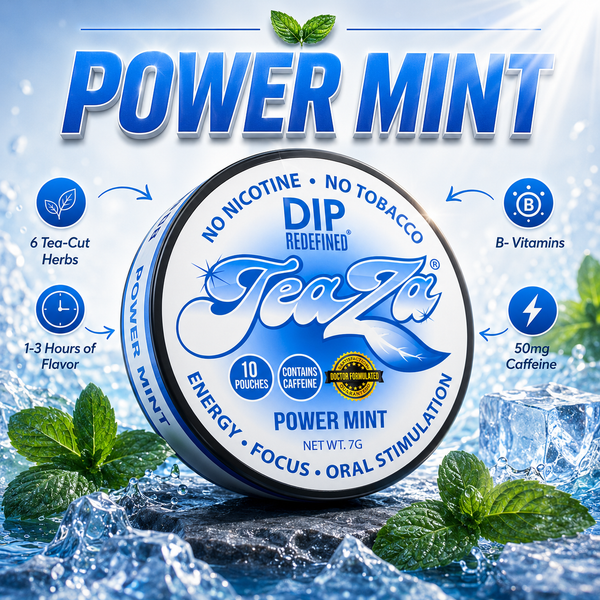 herbal mint vape juice TeaZa® Power Mint – Nicotine-Free Herbal Pouches