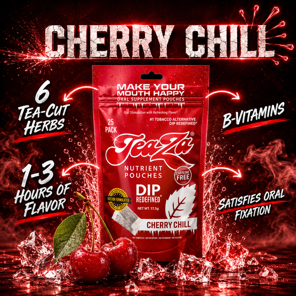 TeaZa® Cherry Chill – Nicotine-Free Herbal Pouches, 25 Count
